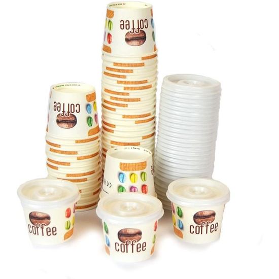 Lot de 100 gobelets à café CL10 en papier pour dégustation de café Paper Cup Coffee and Hot Drinks 