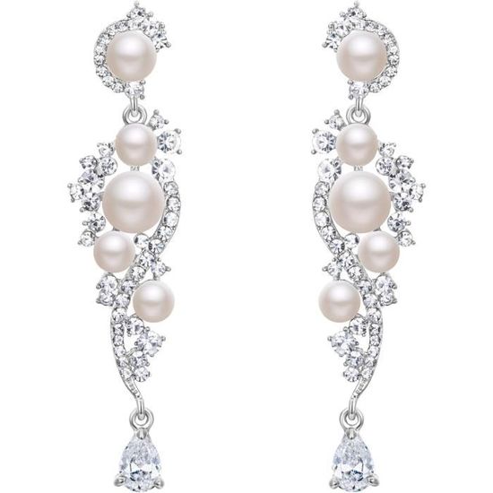 Boucles d'oreilles élégantes en perles de zircon cubique main image 0