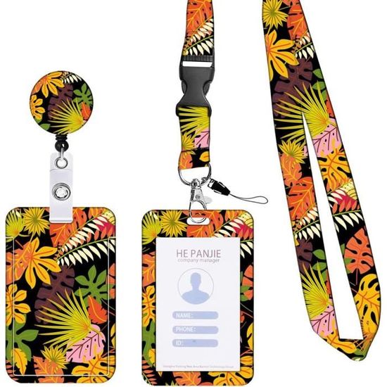 Porte Badge Cordon Tour De Cou, Porte Badge Tour De Cou Avec Porte-Cartes, Strap Neck Avec