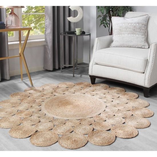 tapis jute naturel tapis rond 100 fibre de jute cosy ness durable moquette carpette a la main decor salon 180cm cdiscount maison
