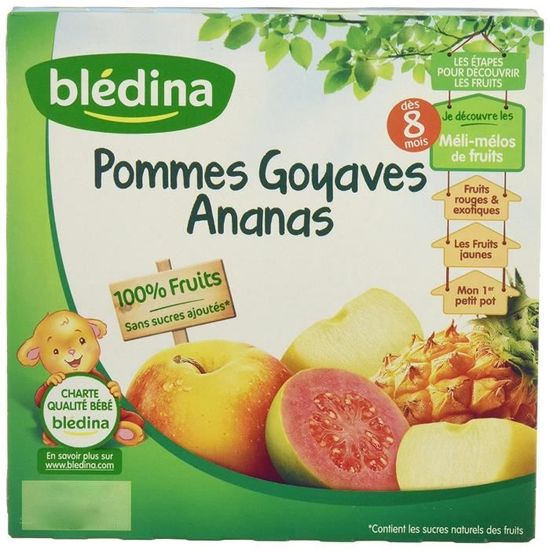 Bledina 100 Fruits Pommes Goyaves Ananas En Coupelle Des 8 Mois 4x100g Lot De 6 Achat Vente Compote Dessert Fruite Bledina 100 Fruits Pommes Goyaves Ananas En Coupelle Des
