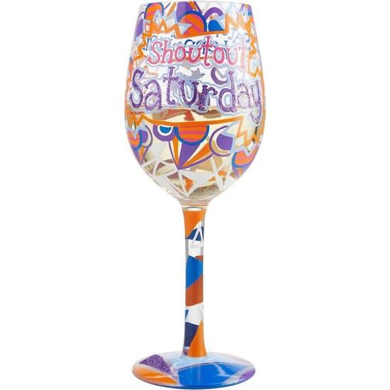 Verre à Vin Peint à La Main Lolita - Motif Floral Multicolore - 445 Ml - Verre Soufflé Artisanal - Idéal Pour Cadeau Ou Soirée élégante