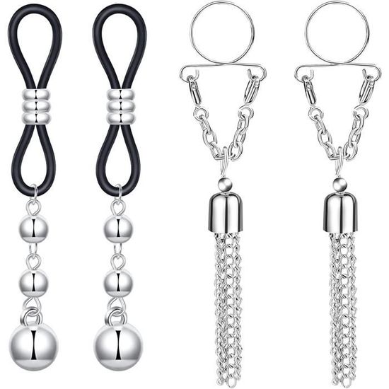 Faux Piercings Pour Téton Réglables AVYRING - 2 Paires (cœur, Fleur) En Acier Inoxydable