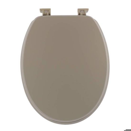 Siège De Toilettes (abattant) En MDF - Taille 18 Pouces (46 Cm), Attaches Plastique - Couleur Taupe - Design Moderne Et Facile à Nettoyer