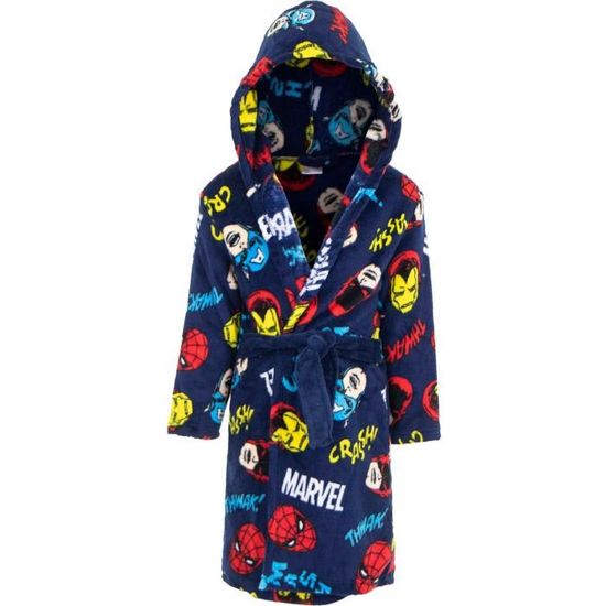 Marvel Peignoir Bain Robe de Chambre Polaire Douce Bleu