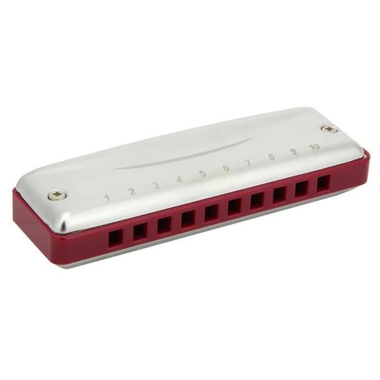 Harmonica Professionnel 10 Trous Rouge - Idéal Pour Débutants Et Enfants, Avec Sac De Rangement, 20 Morceaux Inclus