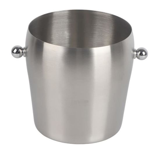 Seau à Glace Isotherme Double Paroi 1300ml - Acier Inox, Couvercle, Pince, Poignée - Pour Fêtes, Extérieur
