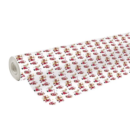 Papier Cadeau Noël - 4 Rouleaux 43x300 Cm, Motifs Sapins/pommes De Pin, Avec Ficelle, étiquettes Et Autocollants - Papier Kraft Blanc