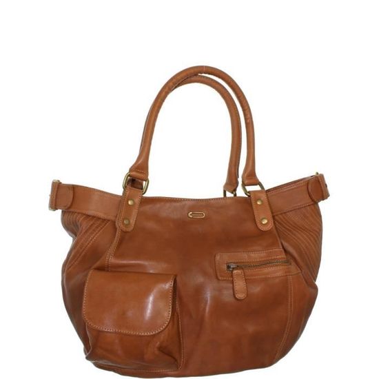 Sac Ikks en cuir port main ref ikks41503 61 camel 45 32 15 Marron
