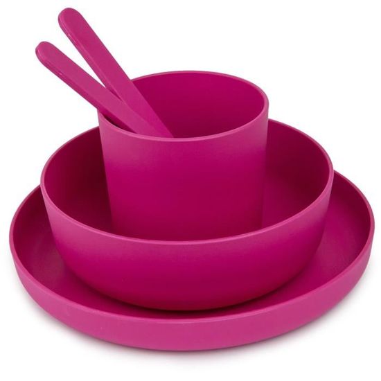 Mill O Bebe Set Vaisselle Assiette Bol Gobelet Cuillere Fourchette Biodegradable Sans Bpa Micro Ondable Rose Cdiscount Puericulture Eveil Bebe