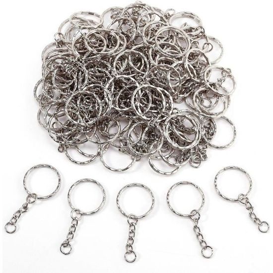 Lot de 4 Porte-clefs anti-vrilles, avec anneau, 25 mm x 85 mm, couleur  argent - Accessoires bijoux - Creavea