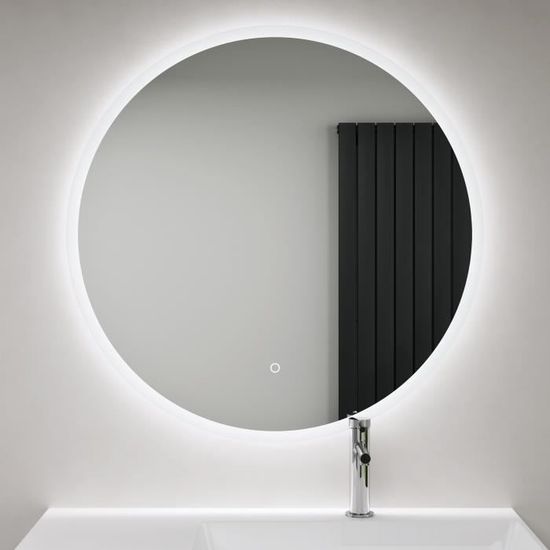 EMKE LED Miroir de salle de bain rond 50cm cadre noir avec bandoulière  réglable Anti buée Lumière Blanche Froide/Chaude/Neutre