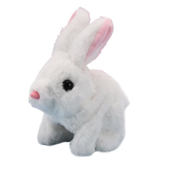 Lapin Interactif Realiste Toys - Peluche Qui Sautille Et Bouge Les Oreilles, 16cm