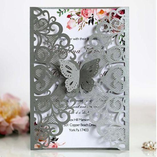 SoundZero 12 Pièces Cartes D'invitation Papillon, Papillon Invitation Pour Fête D'anniversaire, Papillon Cartes D'invitation Pour Anniversaire