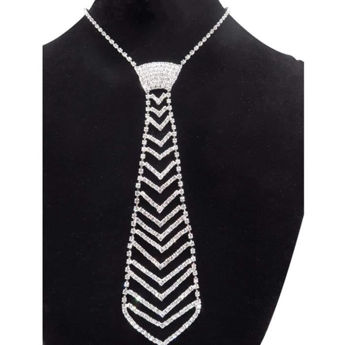 TSBB CFashion Luxe Diamant Cravate Strass Collier Cravate Mode