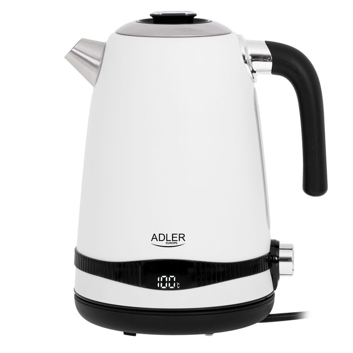 Bouilloire, Vintage, 1,7 L, sans BPA, Contrôle de Température, Inox., sans Fil Adler AD1295potenciaBlanco 39242