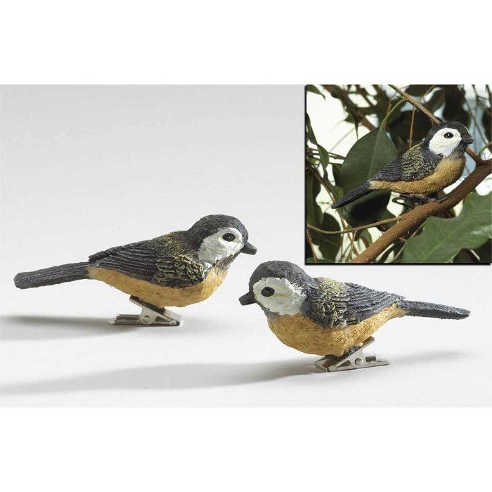 2 oiseaux decoratifs a pince