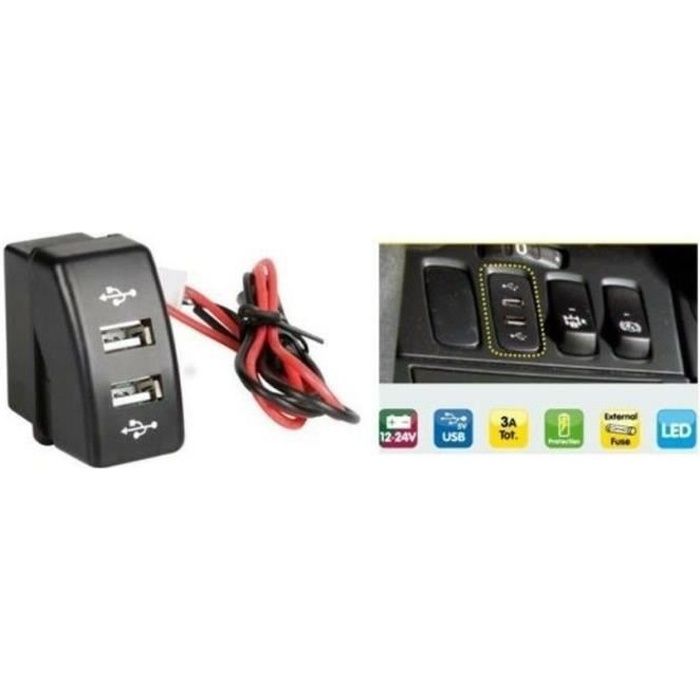 USB Adaptateur-Chargeur 12/24V DAF XF 95/105 CF 12/24V Panneau Fixation Double