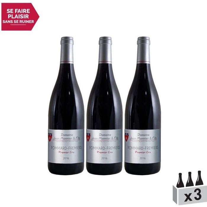 Pommard 1er Cru Les Fremiers Rouge 2017 - Lot de 3x75cl - Domaine Jean Monnier et Fils - Vin AOC Rouge de Bourgogne - Cépage Pinot