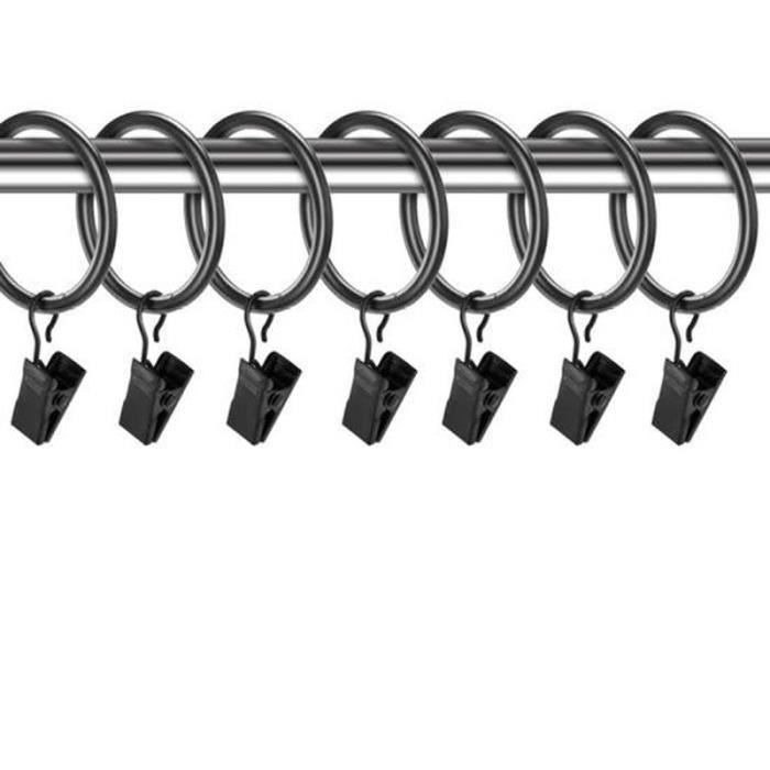 20pcs Anneaux de Rideau avec Pince et Crochet Antirouille Anneaux de Rideaux 35mm