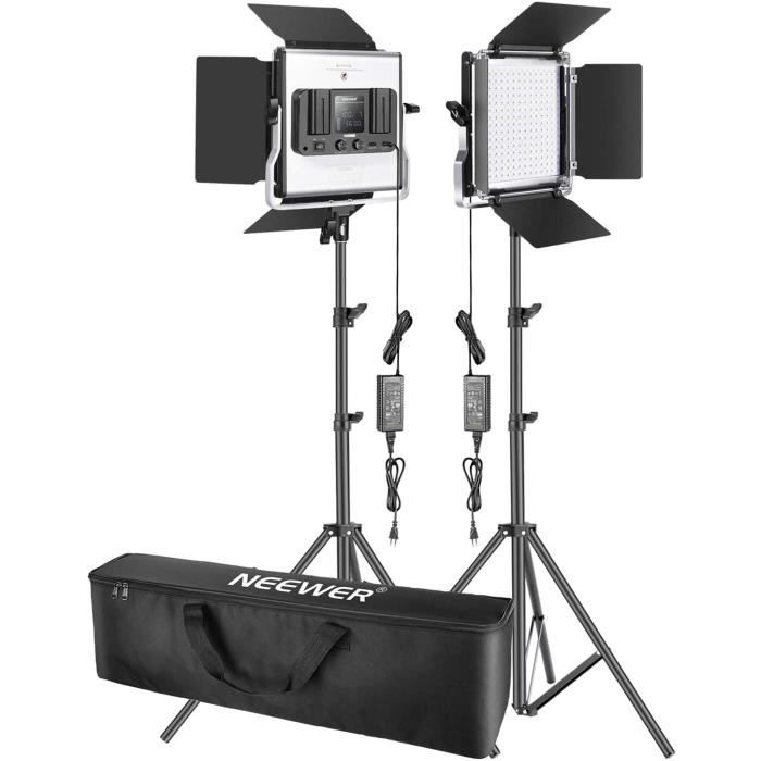 Kits d'éclairage studio Neewer 2 Packs 480 RGB LED Lumière avec APP Contrôle, Kit d'Éclairage de Photographie avec Suppo 6557