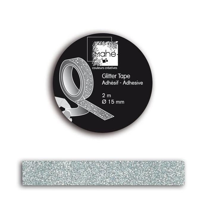 OH ! GLITTER Rouleau de Glitter Tape 1,5 cm x 2 m - ARGENT