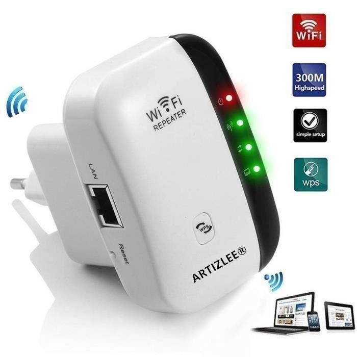 Amplificateur WiFi, ARTIZLEE Repeteur WiFi Booster de signal 300Mbps, WLAN 802.11n-g-b