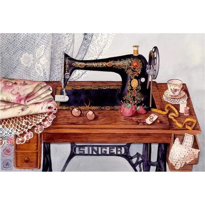 TOILE A BRODER 5d DIY Diamant Peinture Full kit Machine à Coudre rétro Enfants Adultes Diamond Painting Point Croi1510