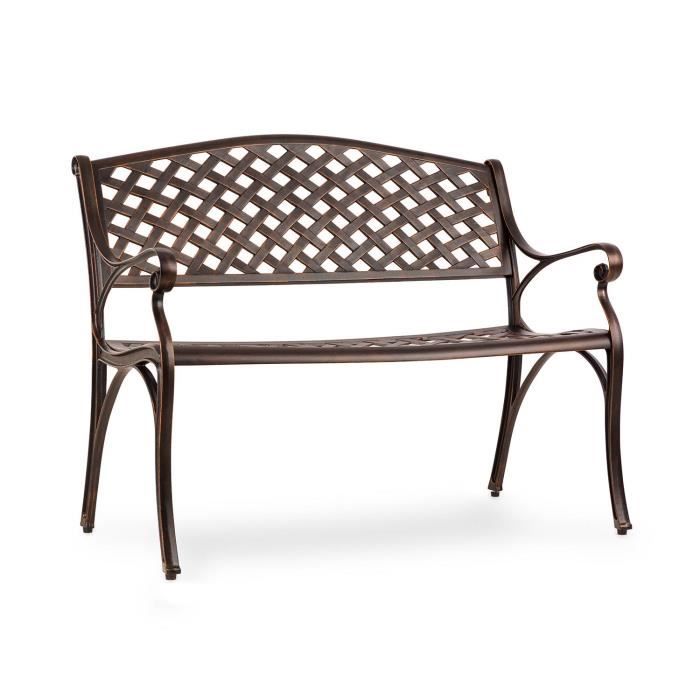 Blumfeldt Pozzilli AN Banc de jardin & terasse 2 places en fonte aluminium - résiste aux intempéries - coussin disponible en option