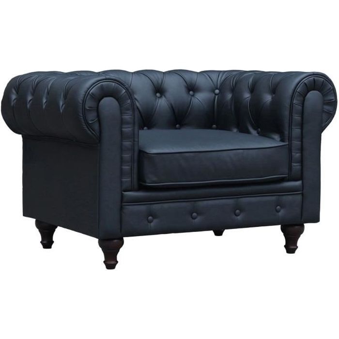 FAUTEUIL CHESTERFIELD ALIZA - NOIR