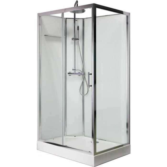KRONE - Cabine de douche 110*80 cm - Blanche - Rectangle - BLOSSOM