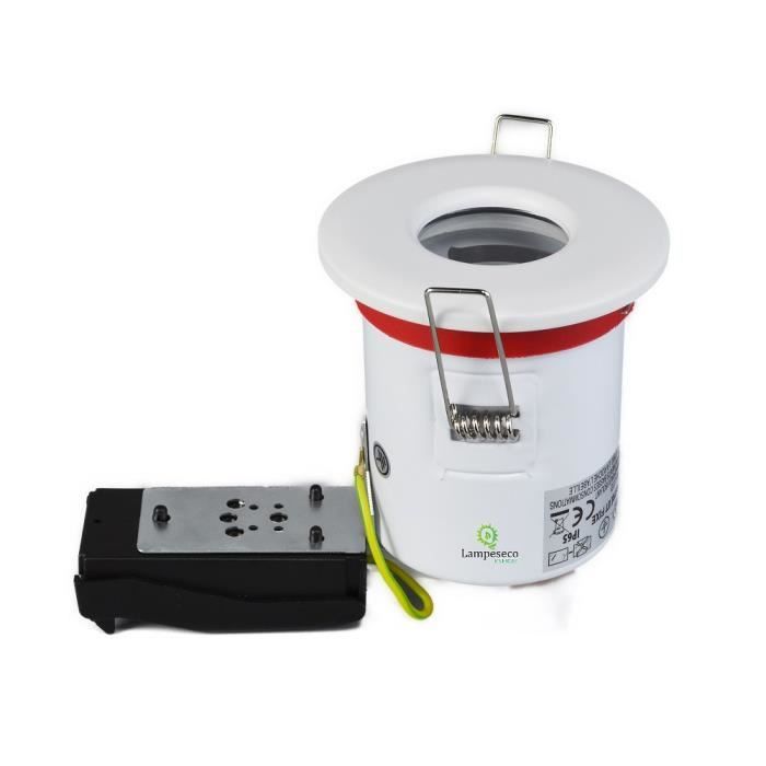 Support de spot BBC Etanche IP65 Blanc 87mm avec douille GU10 automatique ref. 830W Recouvrement 87mm, diamètre de perçage 75mm -