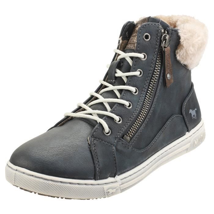 Baskets - Mustang - High Top Side Zip Sneaker - Femme - Bleu naval