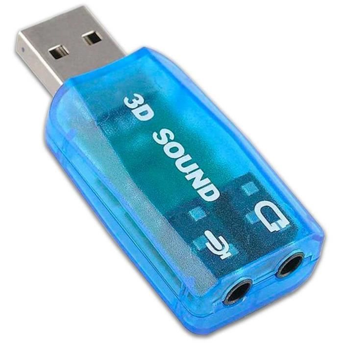 OCIODUAL Carte Son Externe Adaptateur USB Audio vers Prise Jack 3,5mm Audio Stéréo 3D 5.1 pour Microphone Casque Haut-Parleur