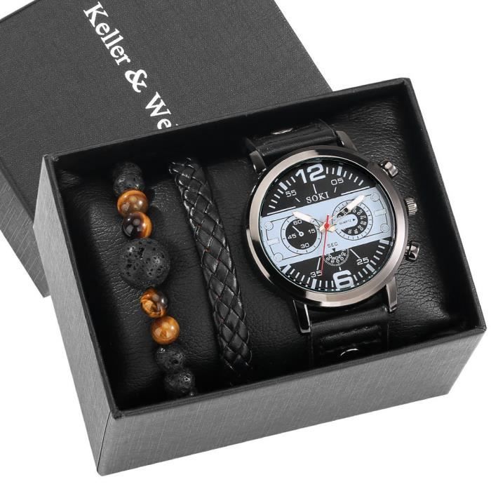 Keller Weber Montre à quartz pour homme - Ensemble de bracelets - TZ443