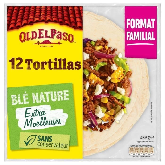 OLD EL PASO - Tortillas Blé Nature Format Familial 480G - Lot De 3