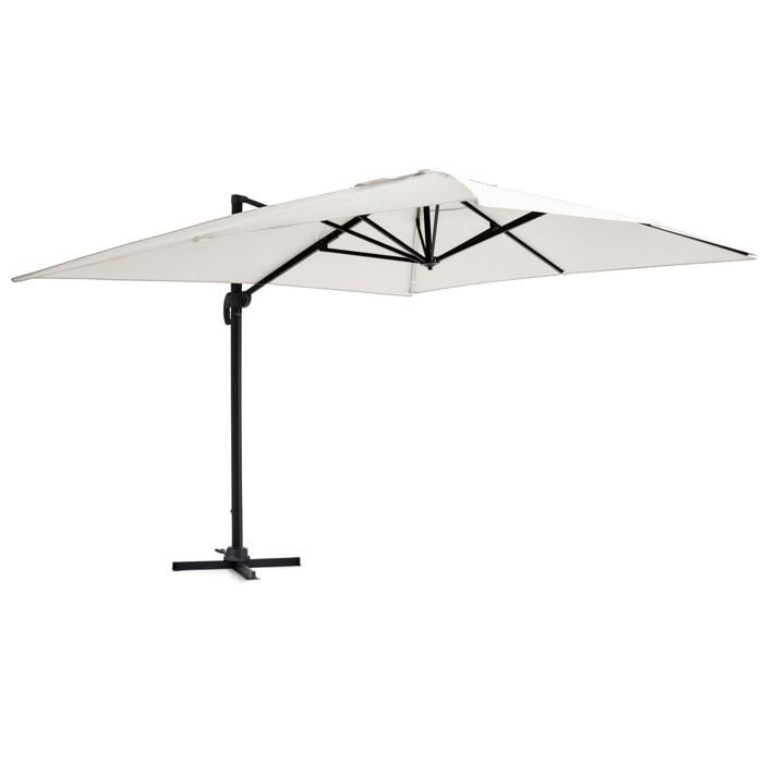Parasol déporté rotatif, structure en aluminium, 4x3m modèle Caserta Ecru