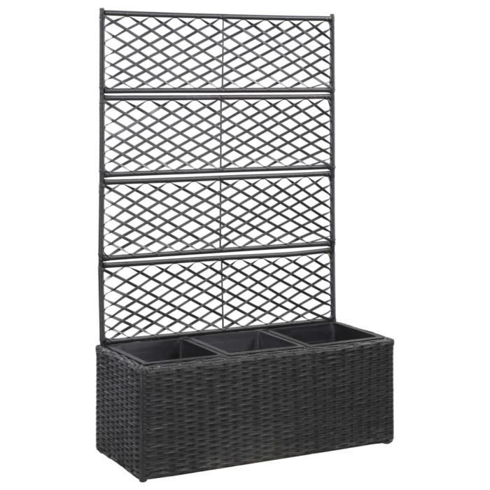 6060Mobilier BEST® Jardinière,BAC A FLEUR,Lit surélevé de jardin Balcon,Terrasse,Lit surélevé en treillis 3 pots 83x30x130cm Résine