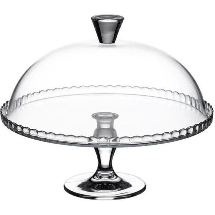 PLAT A TARTE 32CM EN VERRE + DOME - PASABACHE