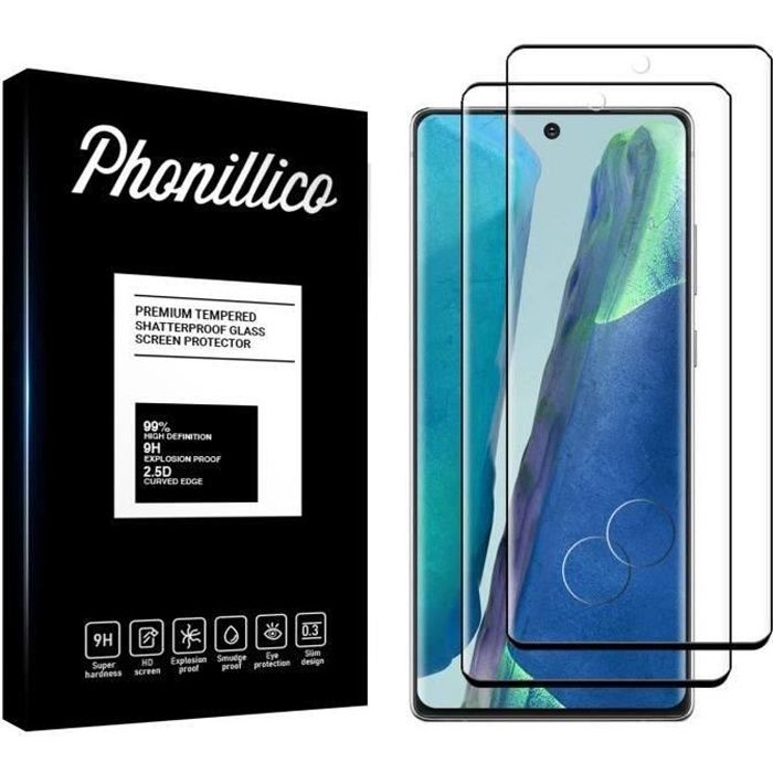 Verre Trempe pour Samsung Galaxy NOTE 20 [Pack 2] Film Transparent Bord Noir Vitre Protection Ecran Phonillico®