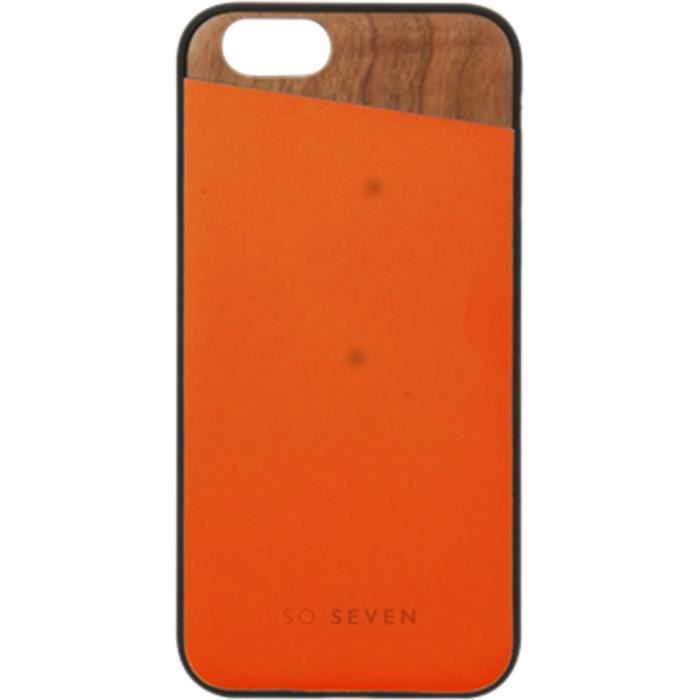 SO SEVEN DANDY Coque BOIS + PU ORANGE - IPHONE 7