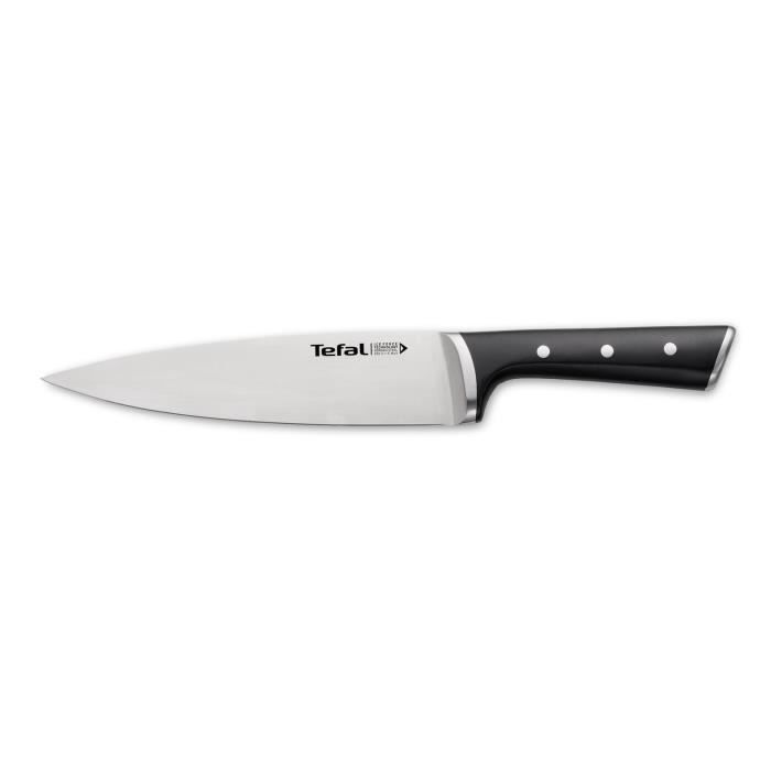 Tefal K2320214, Couteau de chef, 19,7 cm, Acier inoxydable, Acier inoxydable, Noir, Chine