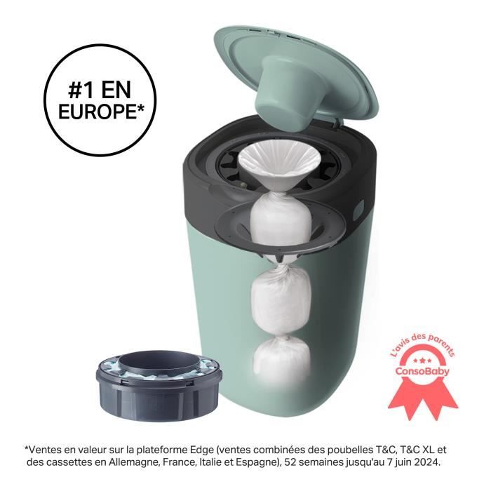 TOMMEE TIPPEE Poubelle à couches Twist and click Blanc Sangenic Tec Vert