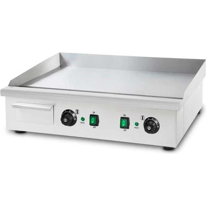 vertes 4400 W Plancha électrique professionnelle, lissé, Température jusqu'à 300 °C, Collecteur de graisse, Surface de 74x41cm