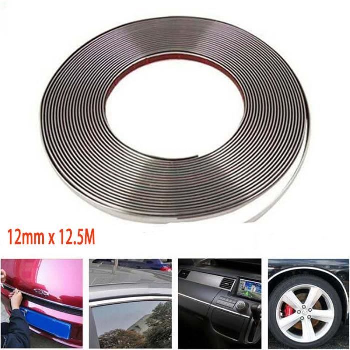 12 mm x 12,5m Voiture Barre Chromé Styling - Adhésif Autocollant Strip Déco