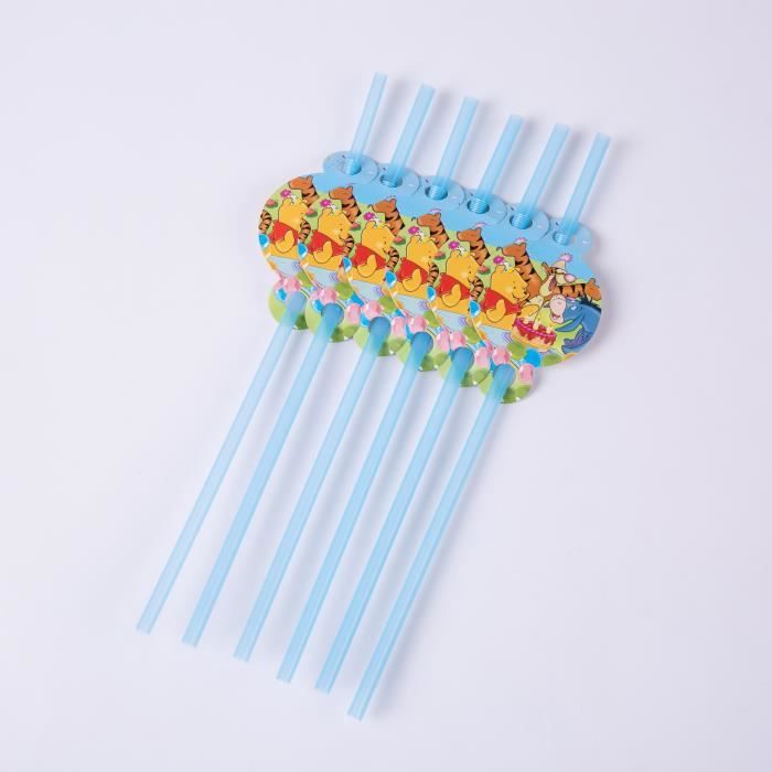 6 pcs -Vaisselle jetable pour enfants, fournitures de décoration pour fête d'anniversaire, dessins animés Winnie l'ourson, pour garç