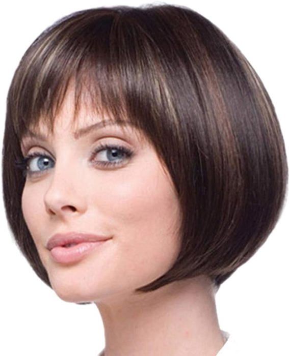 Perruque Courte Carré Femme - Longueur 10 Cm, Avec Frange - Noir Naturel - Neuf Avec étiquettes