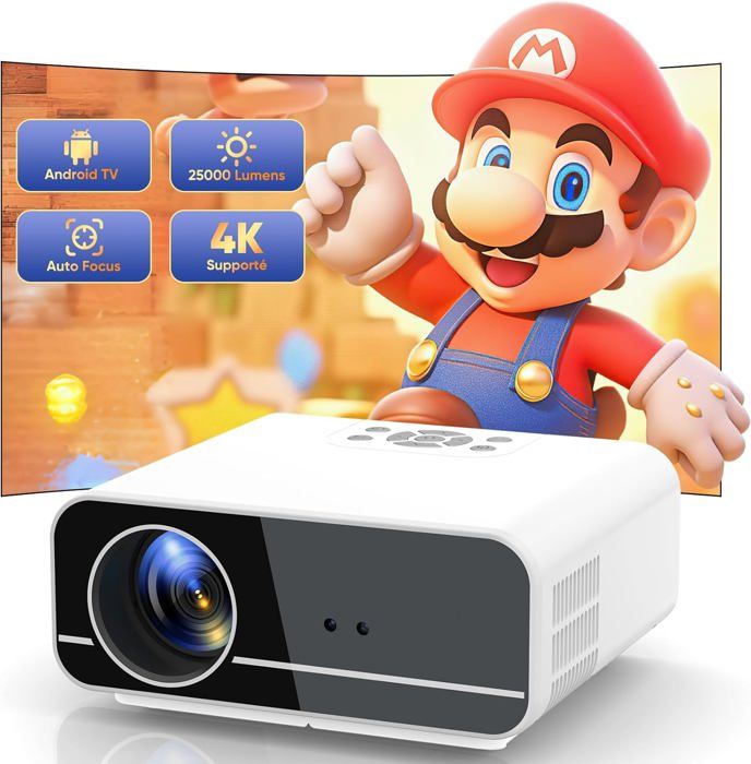 Projecteur 4K 1080P Videoprojecteur 4K YUZINO 15000L - WiFi Bluetooth Focus Automatique - Home Cinéma Portable WiFi Bluetooth Focus électrique