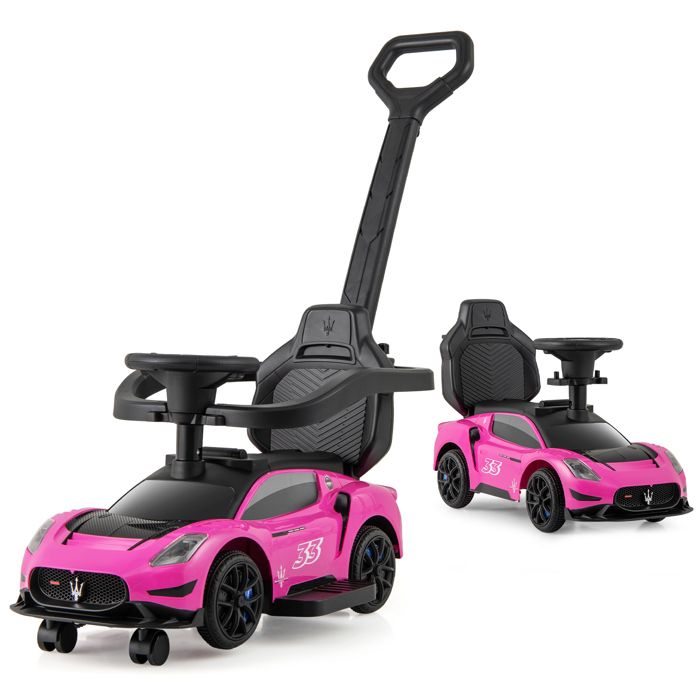 DREAMADE Porteur 3-en-1 Pour Bébé 1-3 Ans – Voiture à Pousser Rose Ou Noir Avec Klaxon, Musique, Barrières Amovibles Et Fonction Poussette