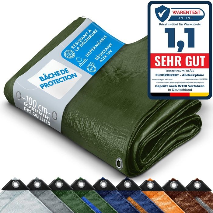 Bâche De Protection GT Garden - 3x4 M, 200g/m², Vert, UV Résistant - Pour Bois, Matériaux, Jardin